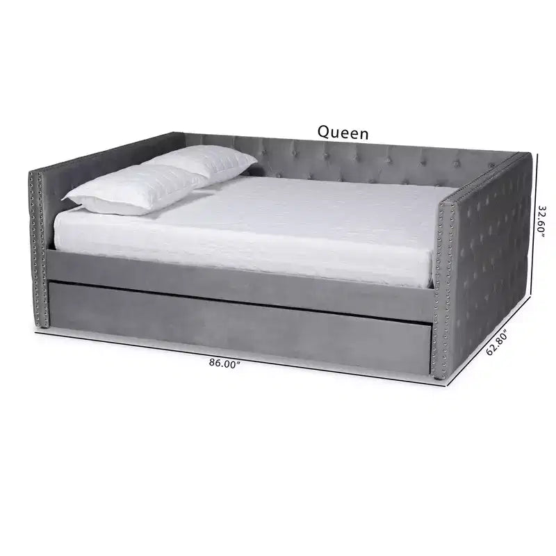 Larkin Velvet Fabric Upholstered Daybed with Trundle