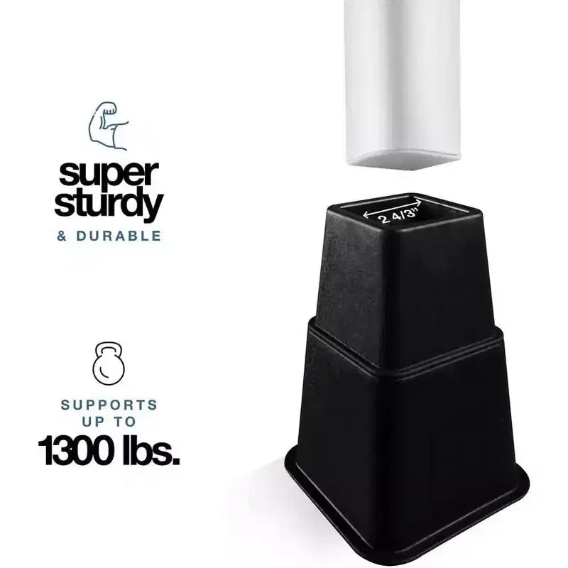 Adjustable Bed Risers - Heavy Duty Furniture Riser in Heights of 8, 5, or 3 Inches for Table risers, Bed Frame Risers in Black