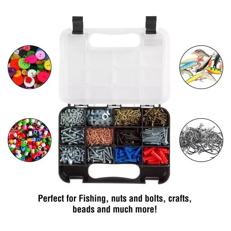 Portable Storage Case With Locks and 14 Compartments